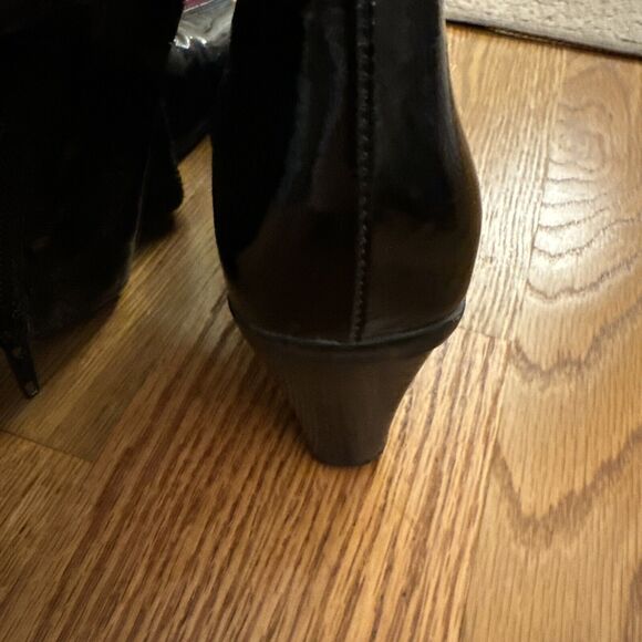 La Canadienne Womens 7 Boots Black Patent Leather 19168 Zip Mid Calf Square Toe - Picture 13 of 14